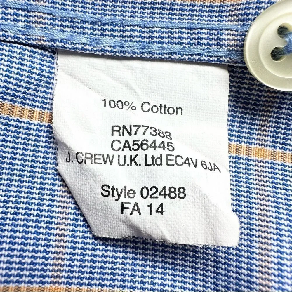 🔃J. Crew Men’s Blue & Orange Plaid Long Sleeve Button Down Dress Shirt